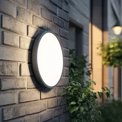 Metall Lampen|Feuchtraumleuchten*TK Lighting Runde LED Außenwandleuchte IP54 Aluminium Schwarz 18 W