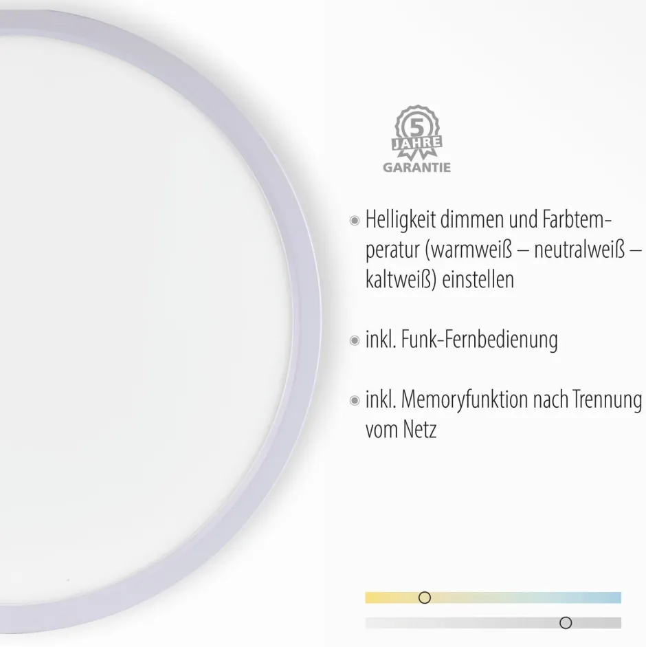 Deckenleuchten|Flurlampen*Just Light Runde LED Deckenlampe dimmbar Ø40 cm 20 W Fernbedienung