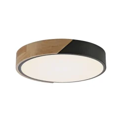 Deckenleuchten|Flurlampen*Just Light Runde LED Deckenlampe Holz Ø32 cm Schwarz Natur 2520 lm