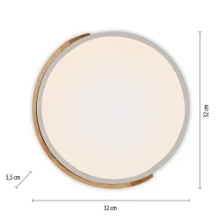 Just Light Runde LED Deckenlampe Holz Ø32 cm Weiß Natur 2520 lm< Deckenleuchten|Flurlampen