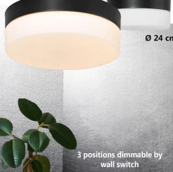 Steinhauer Runde LED Deckenleuchte Glas Metall IP44 Ø24 cm 18 W< Deckenleuchten|Led Lampen