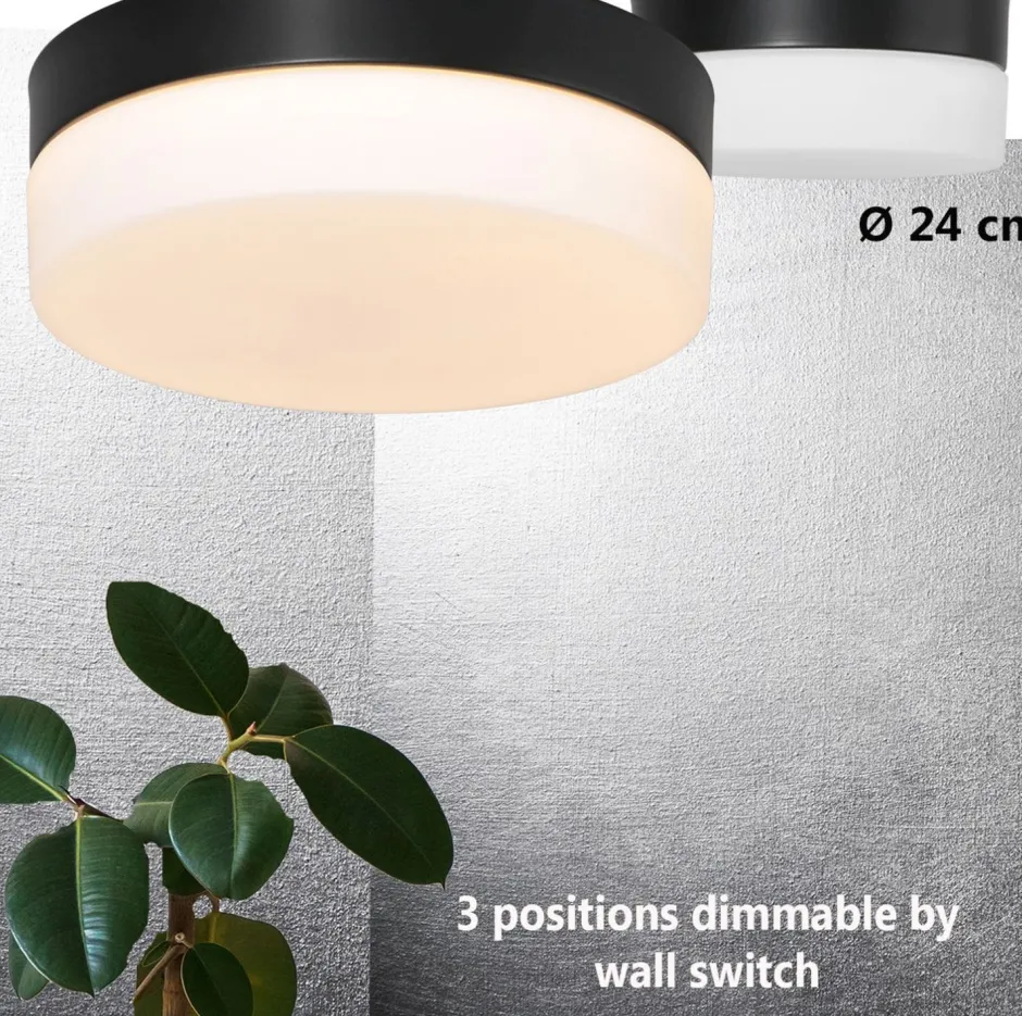 Steinhauer Runde LED Deckenleuchte Glas Metall IP44 Ø24 cm 18 W< Deckenleuchten|Led Lampen