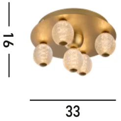 Flurlampen|Wohnzimmerlampen*Searchlight Runde LED Deckenleuchte in Gold Metall Ø33 cm 3000 K