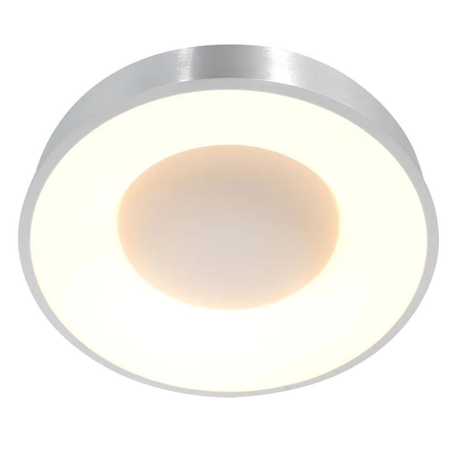 Metall Lampen|Schlafzimmer Lampen*Steinhauer Runde LED Deckenleuchte in Silber Weiß Ø38 cm 2700 K