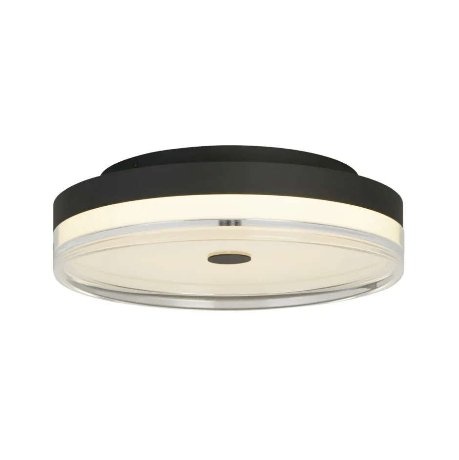 Searchlight Runde LED Deckenleuchte Metall Schwarz Ø40 cm 29 W< Flurlampen|Wohnzimmerlampen