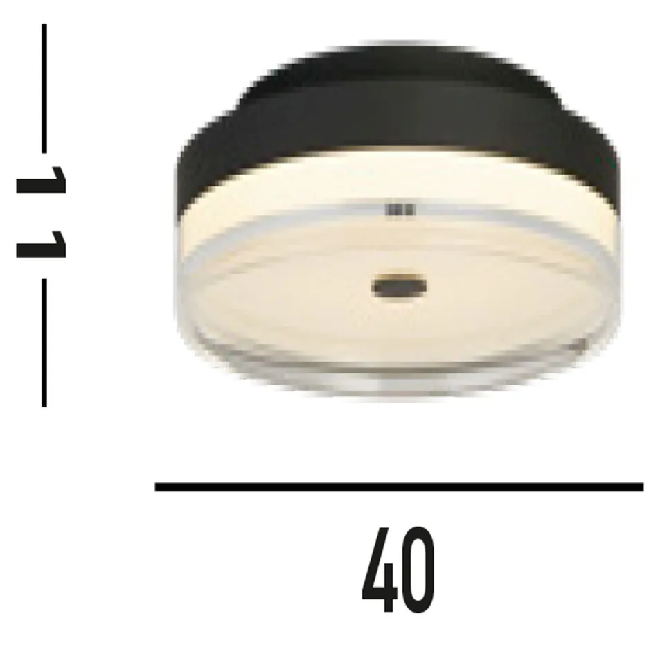 Searchlight Runde LED Deckenleuchte Metall Schwarz Ø40 cm 29 W< Flurlampen|Wohnzimmerlampen