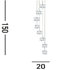 Bürolampen|Wohnzimmerlampen*Searchlight Runde LED Pendelleuchte 8-flmg Metall Glas Ø20 cm 5 W