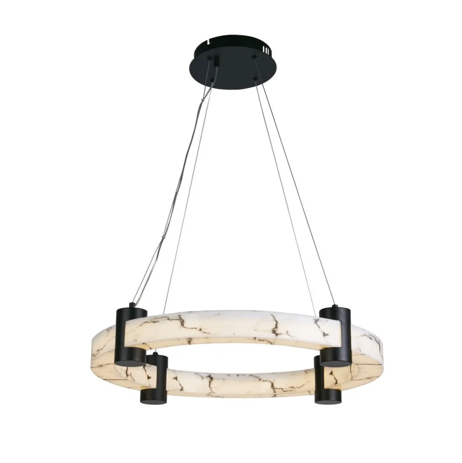 Wohnzimmerlampen|Esszimmer Lampen*Searchlight Runde LED Pendelleuchte Metall Harz Ring B:60,5 cm 29 W