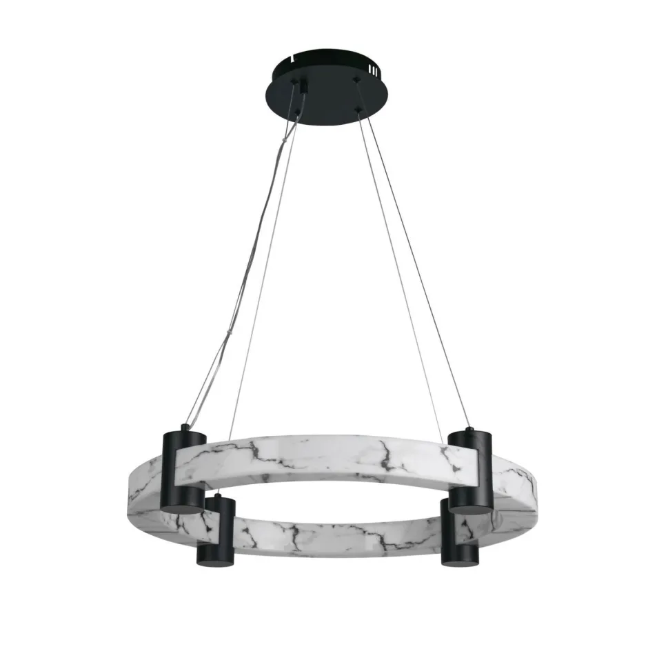 Wohnzimmerlampen|Esszimmer Lampen*Searchlight Runde LED Pendelleuchte Metall Harz Ring B:60,5 cm 29 W