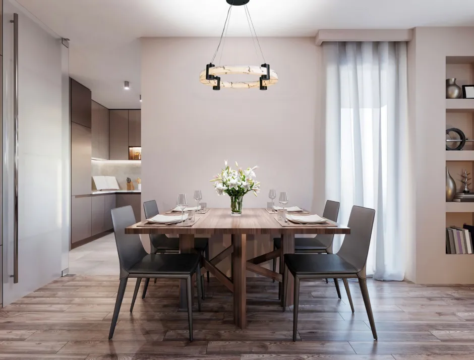 Wohnzimmerlampen|Esszimmer Lampen*Searchlight Runde LED Pendelleuchte Metall Harz Ring B:60,5 cm 29 W