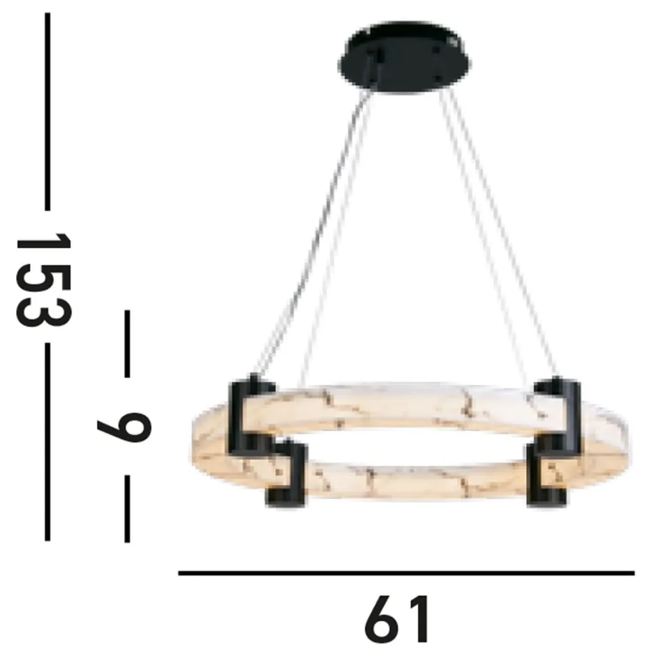 Wohnzimmerlampen|Esszimmer Lampen*Searchlight Runde LED Pendelleuchte Metall Harz Ring B:60,5 cm 29 W