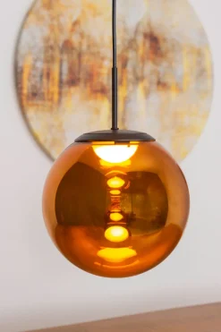 Eco-Light Runde LED Pendelleuchte Schwarz Bernstein Ø15 cm 10 W< Hängelampen|Led Lampen