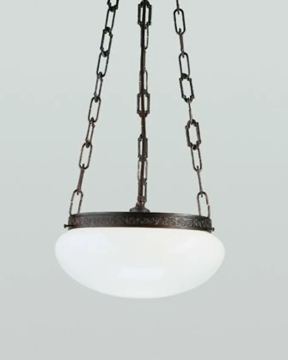 Hängelampen|Bürolampen*Berliner Messingleuchten Runde Pendelleuchte Antik Messing Glas E27 Ø30 cm