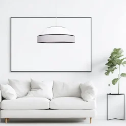 Belis Runde Pendelleuchte Baumwolle wohnlich Weiß E27 B:45 cm< Hängelampen|Bürolampen