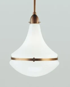 Hängelampen|Bürolampen*Berliner Messingleuchten Runde Pendelleuchte Berliner Messing Glas E27 Ø34 cm