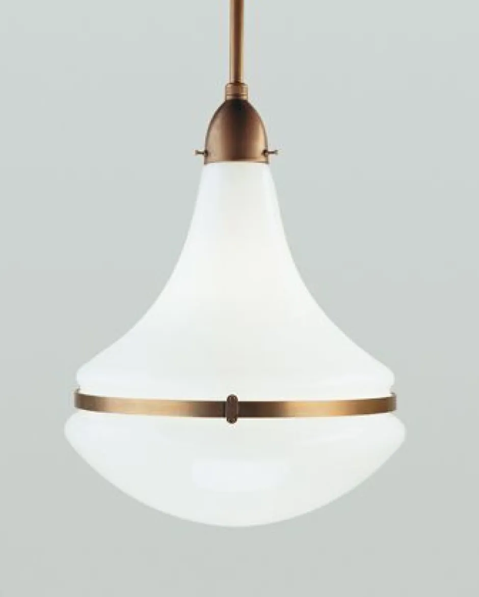 Hängelampen|Bürolampen*Berliner Messingleuchten Runde Pendelleuchte Berliner Messing Glas E27 Ø34 cm