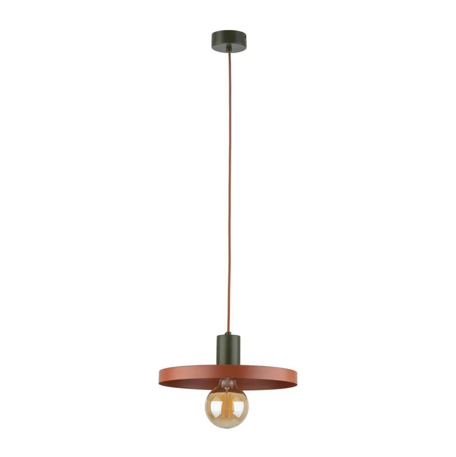 TK Lighting Runde Pendelleuchte E27 Ø30 cm Vintage Braun Ziegelrot< Hängelampen|Bürolampen