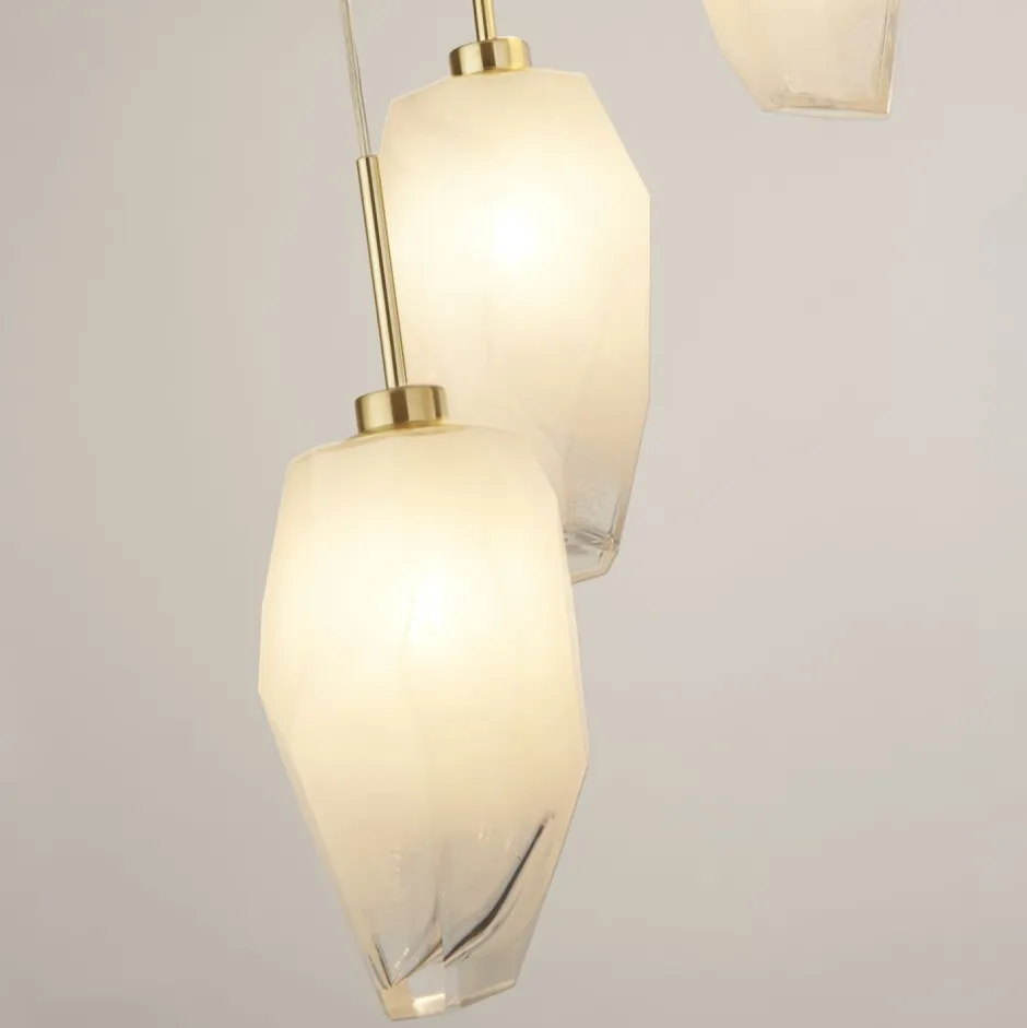 Bürolampen|Wohnzimmerlampen*Searchlight Runde Pendelleuchte Glas Metall Ø32 cm in Messing Weiß