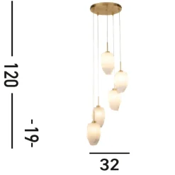 Bürolampen|Wohnzimmerlampen*Searchlight Runde Pendelleuchte Glas Metall Ø32 cm in Messing Weiß