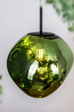 Eco-Light Runde Pendelleuchte Glasschirm in Grün Ø28 cm stylisch< Hängelampen|Esszimmer Lampen