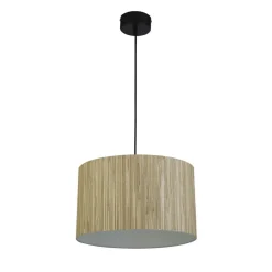 Searchlight Runde Pendelleuchte Holz Metall E27 B:35 cm natürlich< Wohnzimmerlampen|Esszimmer Lampen