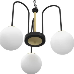 Luminex Runde Pendelleuchte in Messing Schwarz Weiß E14 Ø51 cm< Hängelampen|Bürolampen