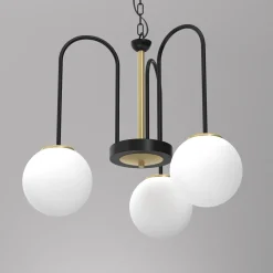 Luminex Runde Pendelleuchte in Messing Schwarz Weiß E14 Ø51 cm< Hängelampen|Bürolampen