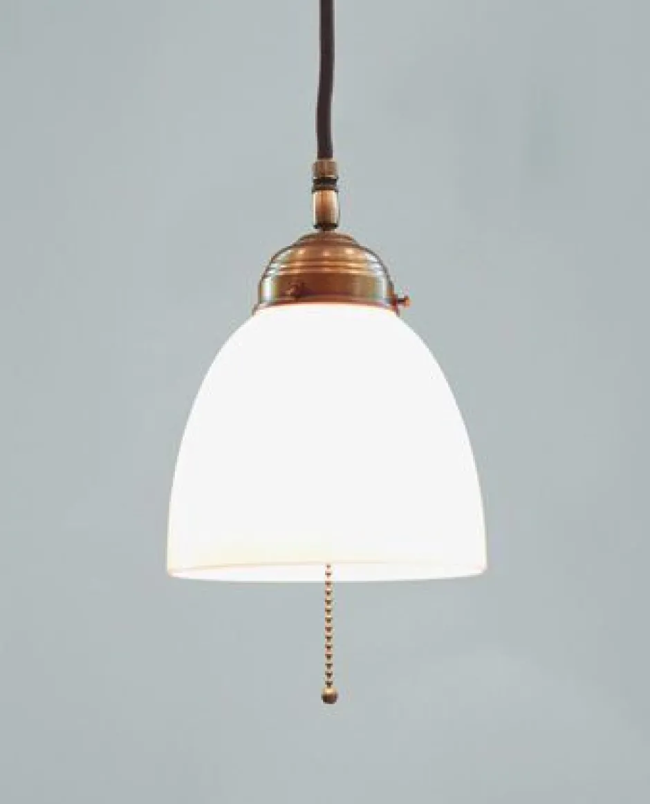 Hängelampen|Bürolampen*Berliner Messingleuchten Runde Pendelleuchte Messing Glas Zugschalter E27 Ø15 cm