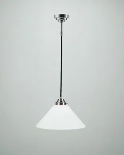 Berliner Messingleuchten Runde Pendelleuchte Messing Glas in Nickel E27 B:30 cm< Hängelampen|Bürolampen