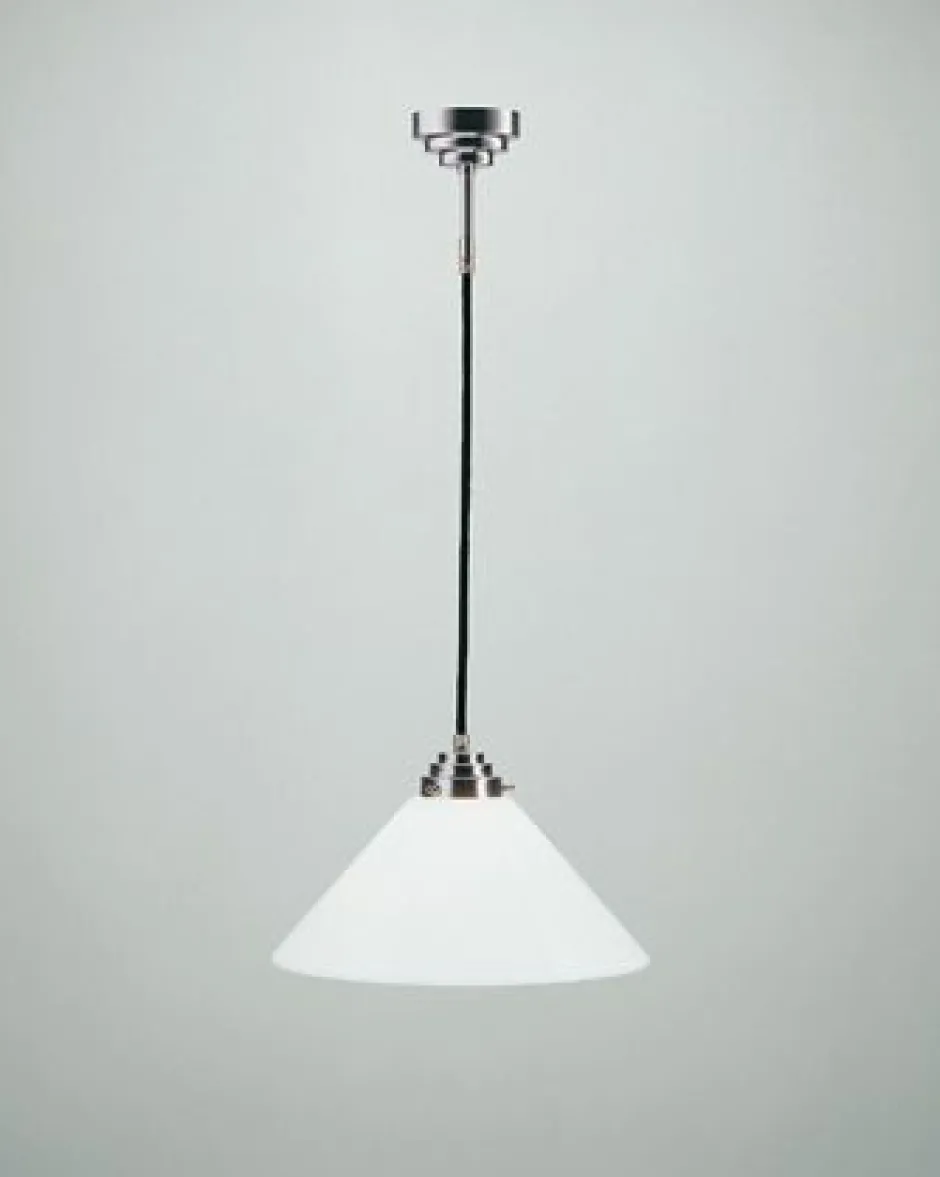 Berliner Messingleuchten Runde Pendelleuchte Messing Glas in Nickel E27 B:30 cm< Hängelampen|Bürolampen