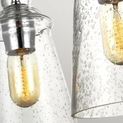 Elstead Runde Pendelleuchte Metall Glas Ø 47,9 cm Chrom 3-flammig E27< Hängelampen|Bürolampen