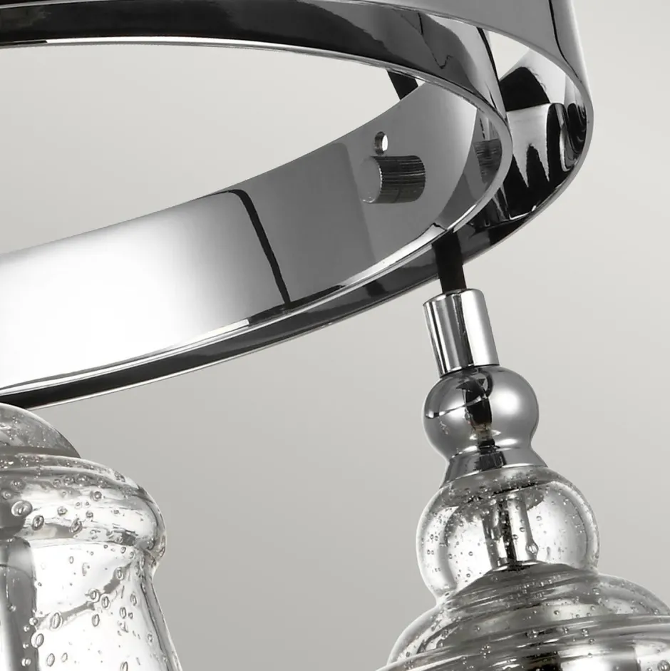 Elstead Runde Pendelleuchte Metall Glas Ø 47,9 cm Chrom 3-flammig E27< Hängelampen|Bürolampen