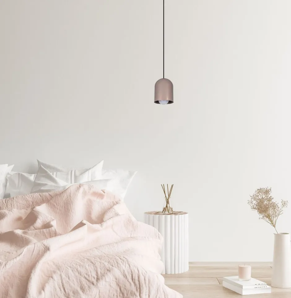 Hängelampen|Bürolampen*Belis Runde Pendelleuchte Metall Schwarz Pink E27 Ø11 cm Loft
