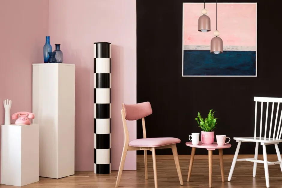 Belis Runde Pendelleuchte Pink Metall Holz 2-flmg E27 Ø21 cm< Hängelampen|Bürolampen