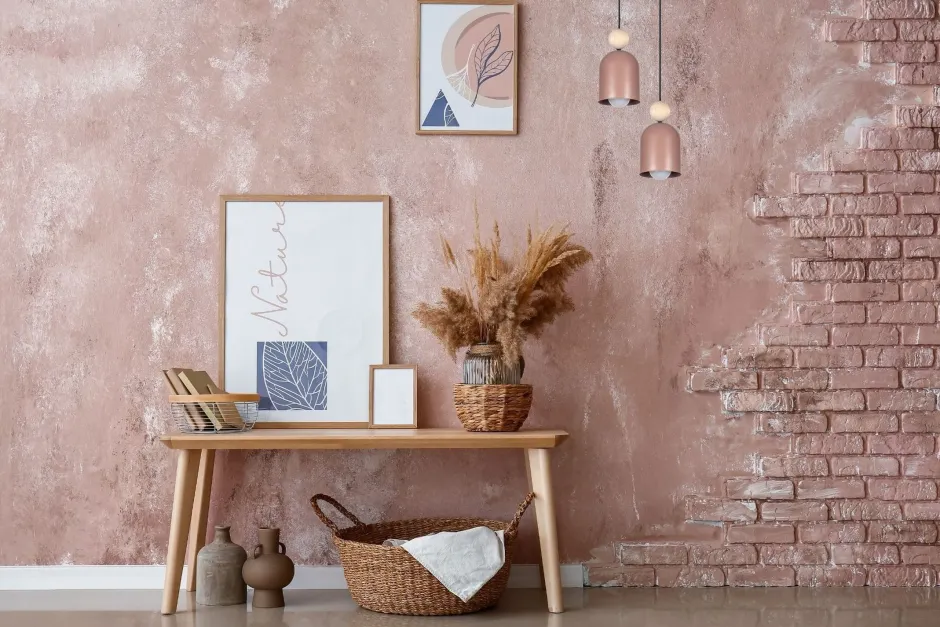 Belis Runde Pendelleuchte Pink Metall Holz 2-flmg E27 Ø21 cm< Hängelampen|Bürolampen