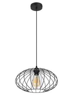 Belis Runde Pendelleuchte Schwarz Metall Ø34 cm E27 Retro< Hängelampen|Bürolampen