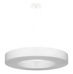 Hängelampen|Esszimmer Lampen*Sollux Runde Pendelleuchte Stoff Ø 70 cm Weiß blendarm 6x E27