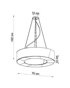 Hängelampen|Esszimmer Lampen*Sollux Runde Pendelleuchte Stoff Ø 70 cm Weiß blendarm 6x E27