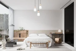 Belis Runde Pendelleuchte Weiß Metall Holz 3-flmg E27 Ø36 cm< Hängelampen|Bürolampen