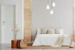 Belis Runde Pendelleuchte Weiß Metall Holz 3-flmg E27 Ø36 cm< Hängelampen|Bürolampen