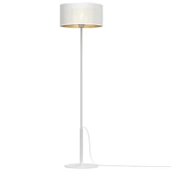 Luminex Runde Stehleuchte in Weiß Gold 150 cm groß Metall< Stehlampen|Wohnzimmerlampen