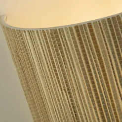 Searchlight Runde Tischlampe Bambus Metall klein 23 cm natürlich< Flurlampen|Wohnzimmerlampen