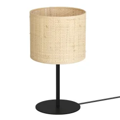 Luminex Runde Tischlampe Metall Rattan E27 34 cm Schwarz Natur< Tischlampen|Schlafzimmer Lampen