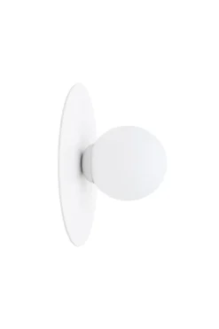 Flurlampen|Wohnzimmerlampen*Belis Runde Wandleuchte Glasschirm Metall Weiß E27 Ø25 cm