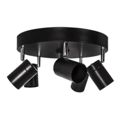 Flurlampen|Wohnzimmerlampen*By Rydéns Runder Deckenspot 5-flammig GU10 Metall B: 30cm klein Schwarz