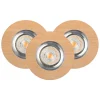 Moderne Lampen|Spots*Spot Light Runder Einbauspot 3-er Set Holz mit LED beweglich