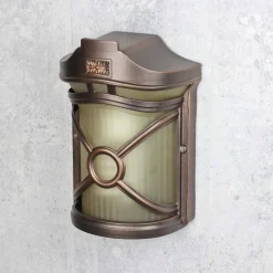 Rustikale Lampen|Maritime Lampen*Nowodvorski Rustikale Außen Wandleuchte Braun Antik Riffelglas
