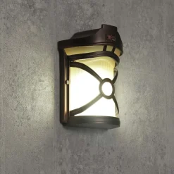 Rustikale Lampen|Maritime Lampen*Nowodvorski Rustikale Außen Wandleuchte Braun Antik Riffelglas