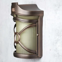 Rustikale Lampen|Maritime Lampen*Nowodvorski Rustikale Außen Wandleuchte Braun Antik Riffelglas