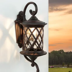 Nowodvorski Rustikale Außen Wandleuchte Braun Antik E27 LANTERN< Rustikale Lampen|Rustikale Außenleuchten